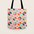 Festive Quilt Pattern in Pink, Red And Green Tote Bag Gallery Image 1
