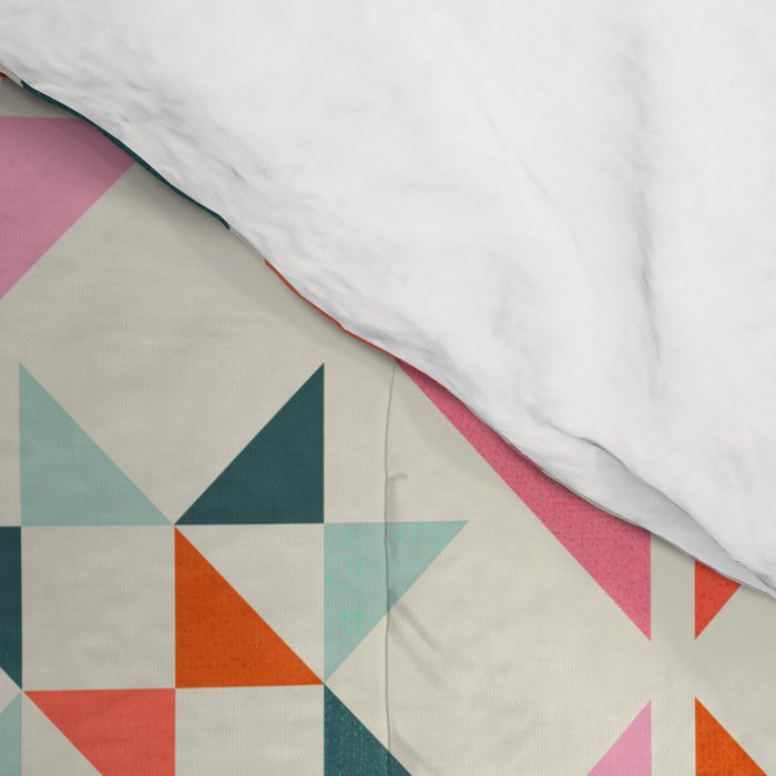Festive Quilt Pattern in Pink, Red And Green Comforter Gallery Image 4