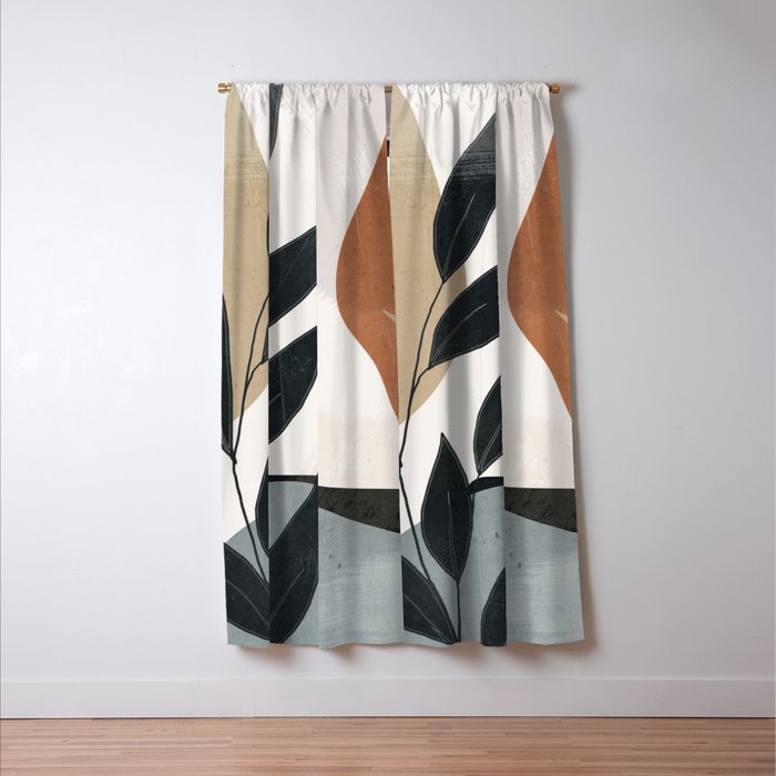 Abstract Art Tropical Leaves 5 Window Curtain Gallery Image 3