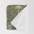Celestial Forest Damask - fern green Throw Blanket Gallery Image 3