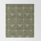 Celestial Forest Damask - fern green Throw Blanket Gallery Image 2