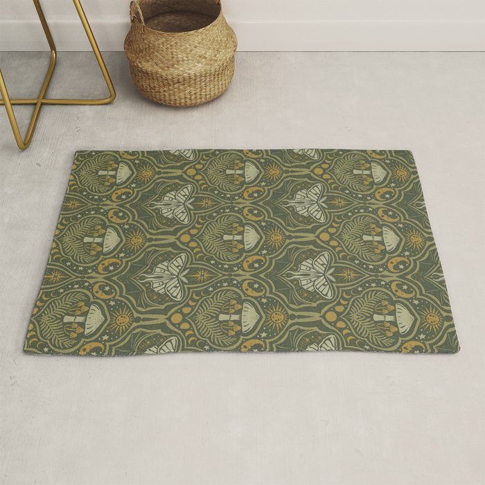Celestial Forest Damask - fern green Rug Gallery Image 1