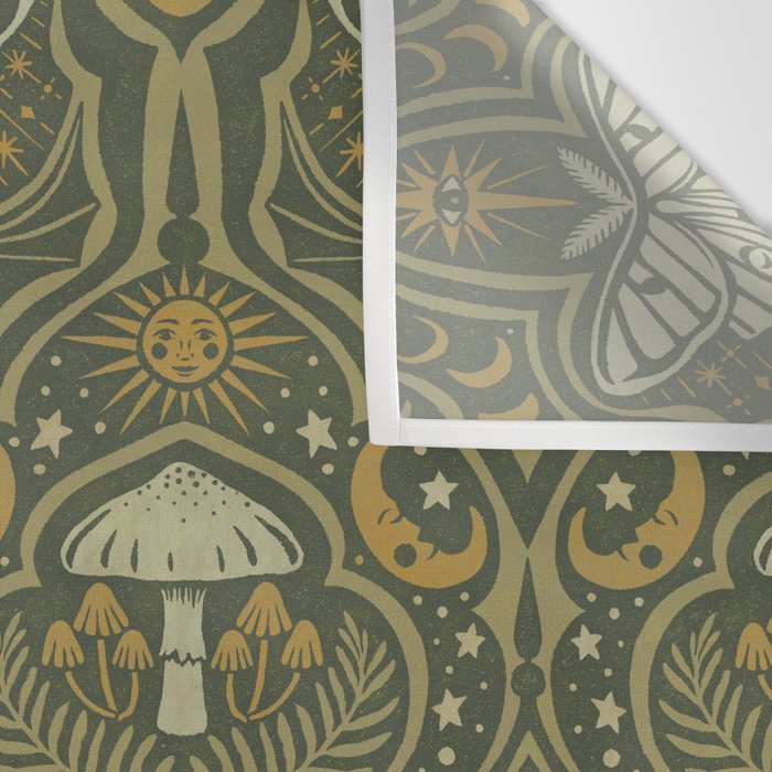 Celestial Forest Damask - fern green Wall Tapestry Gallery Image 3