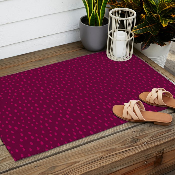 Raspberry Paint Drops Outdoor Rug Gallery Image 2