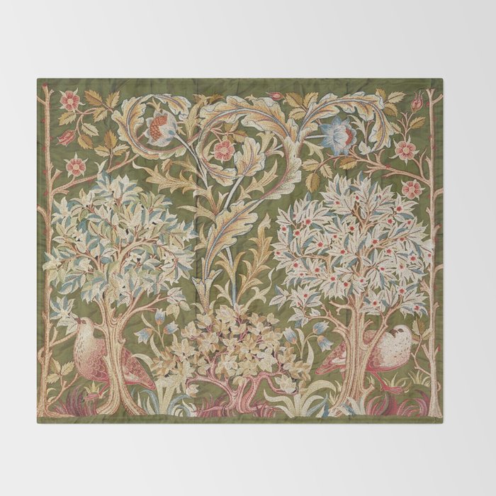 William Morris & May Morris Woodland Embroidery Throw Blanket Gallery Image 2
