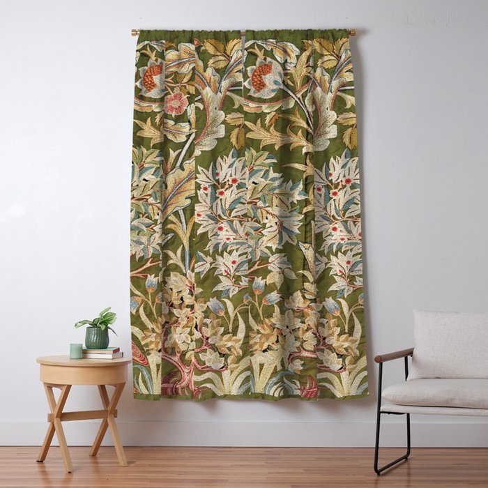 William Morris & May Morris Woodland Embroidery Window Curtain Gallery Image 1