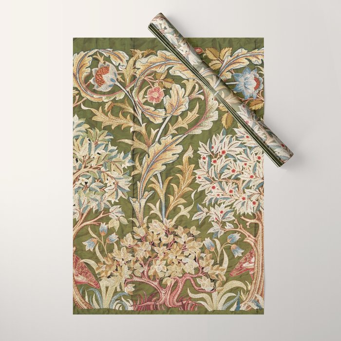 William Morris & May Morris Woodland Embroidery Wrapping Paper Gallery Image 1