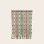 Cottage Stripes and Flowers Pattern in Earthy Sage Green and Mocha Brown Wall Hanging Gallery Image 1