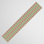 Cottage Stripes and Flowers Pattern in Earthy Sage Green and Mocha Brown Table Runner Gallery Image 3