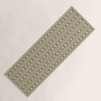 Cottage Stripes and Flowers Pattern in Earthy Sage Green and Mocha Brown Yoga Mat Gallery Image 1