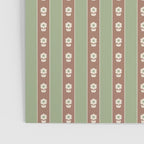 Cottage Stripes and Flowers Pattern in Earthy Sage Green and Mocha Brown Poster Gallery Image 3