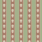 Cottage Stripes and Flowers Pattern in Earthy Sage Green and Mocha Brown Coffee Mug Gallery Image 2