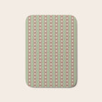Cottage Stripes and Flowers Pattern in Earthy Sage Green and Mocha Brown Bath Mat Gallery Image 1