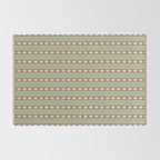 Cottage Stripes and Flowers Pattern in Earthy Sage Green and Mocha Brown Rug Gallery Image 2