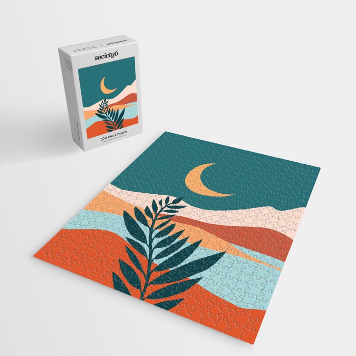 Moonlit Mediterranean Abstract Landscape Jigsaw Puzzle Gallery Image 2