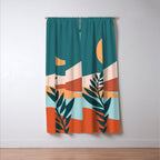 Moonlit Mediterranean Abstract Landscape Window Curtain Gallery Image 3