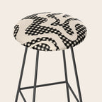 Retro Liquid Swirl Abstract Gingham Check Pattern in Black and Almond Cream Stool Gallery Image 2