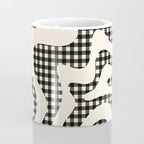 Retro Liquid Swirl Abstract Gingham Check Pattern in Black and Almond Cream Coffee Mug Gallery Image 4