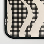 Retro Liquid Swirl Abstract Gingham Check Pattern in Black and Almond Cream Laptop Sleeve Gallery Image 3