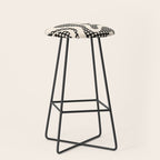 Retro Liquid Swirl Abstract Gingham Check Pattern in Black and Almond Cream Stool Gallery Image 1