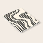 Retro Liquid Swirl Abstract Gingham Check Pattern in Black and Almond Cream Notebook Gallery Image 3