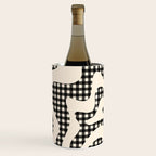 Retro Liquid Swirl Abstract Gingham Check Pattern in Black and Almond Cream Wine Chiller Gallery Image 1