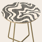 Retro Liquid Swirl Abstract Gingham Check Pattern in Black and Almond Cream Side Table Gallery Image 2