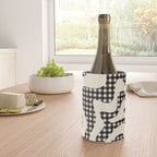 Retro Liquid Swirl Abstract Gingham Check Pattern in Black and Almond Cream Wine Chiller Gallery Image 4
