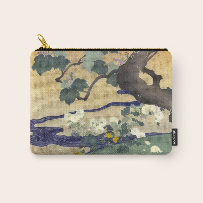 Tree and chrysanthemums by Kogyo Tsukioka Carry All Pouch Gallery Image 1