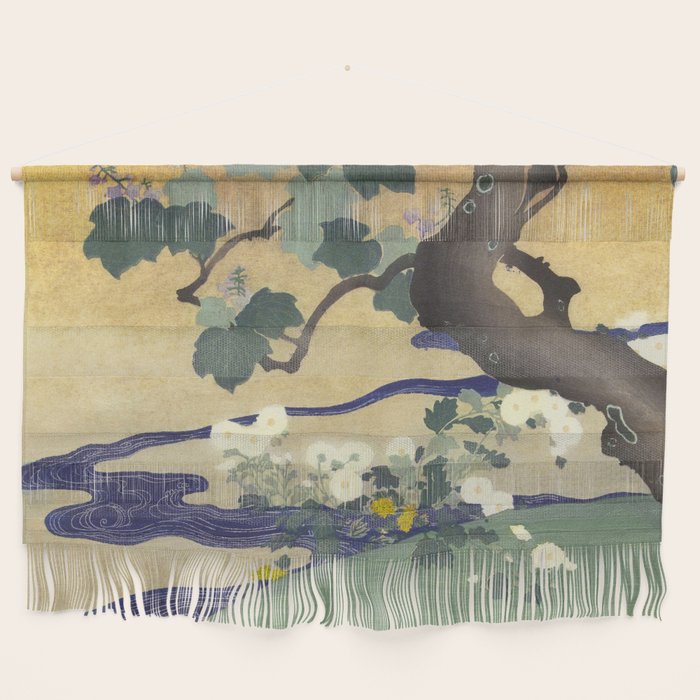 Tree and chrysanthemums by Kogyo Tsukioka Wall Hanging Gallery Image 1