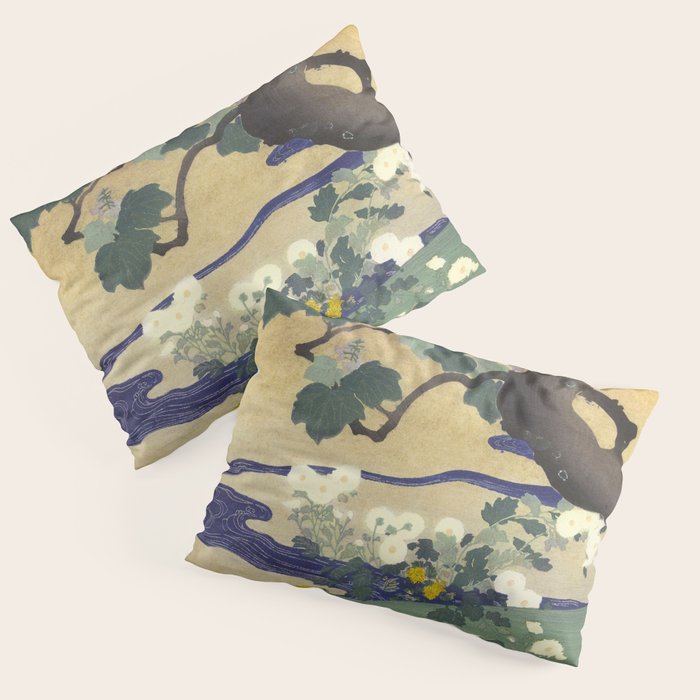 Tree and chrysanthemums by Kogyo Tsukioka Pillow Sham Gallery Image 3