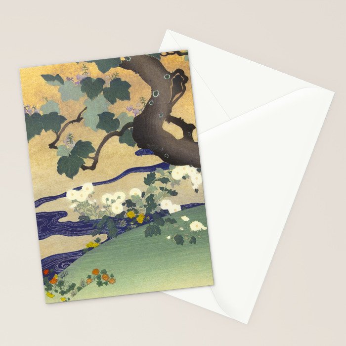 Tree and chrysanthemums by Kogyo Tsukioka Stationery Card Gallery Image 2