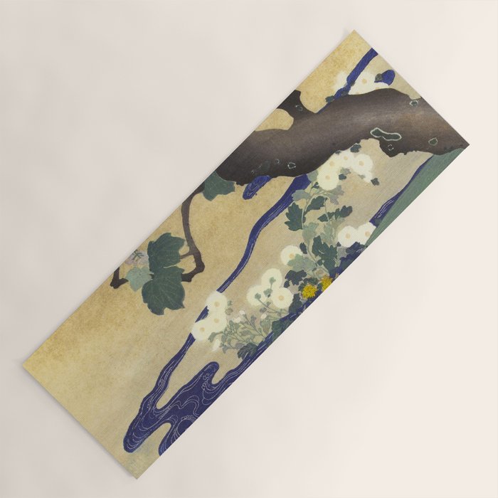 Tree and chrysanthemums by Kogyo Tsukioka Yoga Mat Gallery Image 1