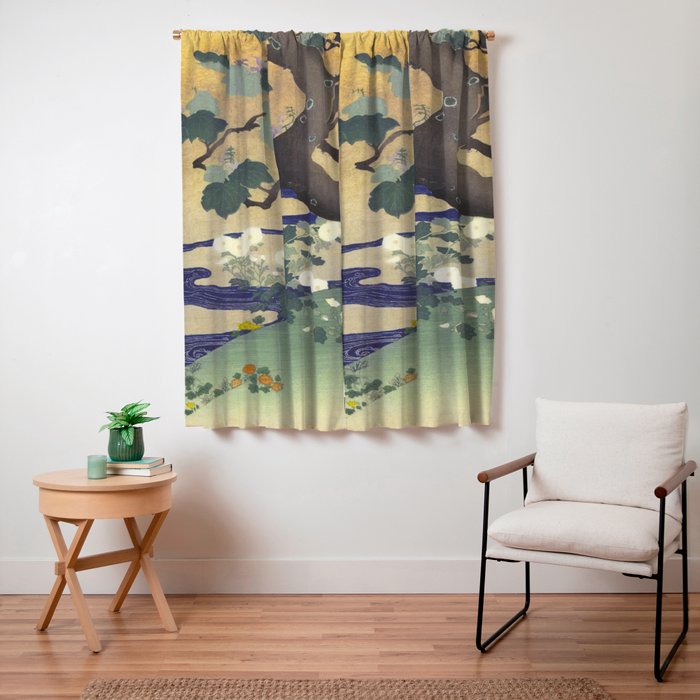 Tree and chrysanthemums by Kogyo Tsukioka Window Curtain Gallery Image 7