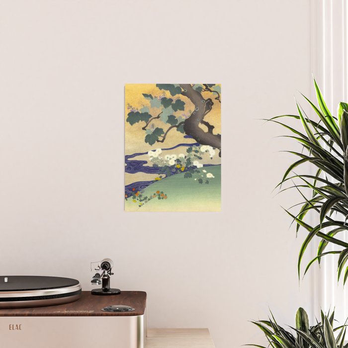 Tree and chrysanthemums by Kogyo Tsukioka Poster Gallery Image 2