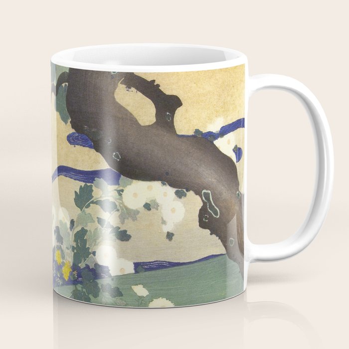 Tree and chrysanthemums by Kogyo Tsukioka Coffee Mug Gallery Image 1