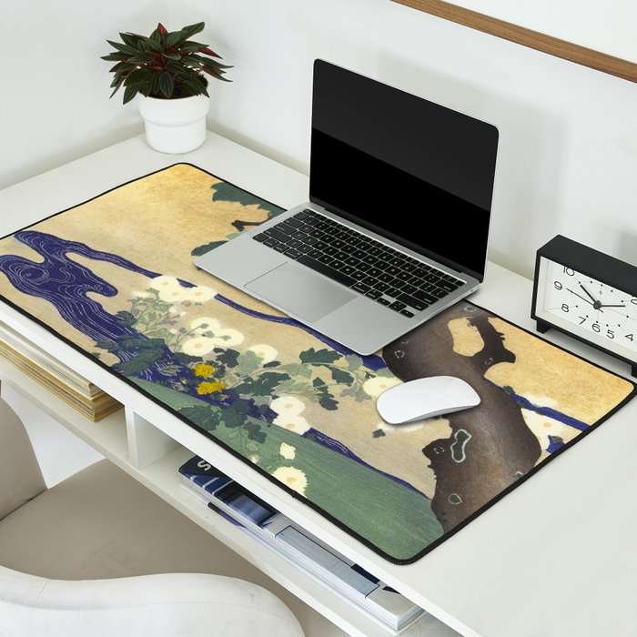 Tree and chrysanthemums by Kogyo Tsukioka Desk Mat Gallery Image 2