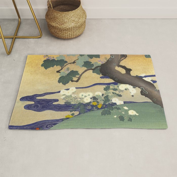 Tree and chrysanthemums by Kogyo Tsukioka Rug Gallery Image 1