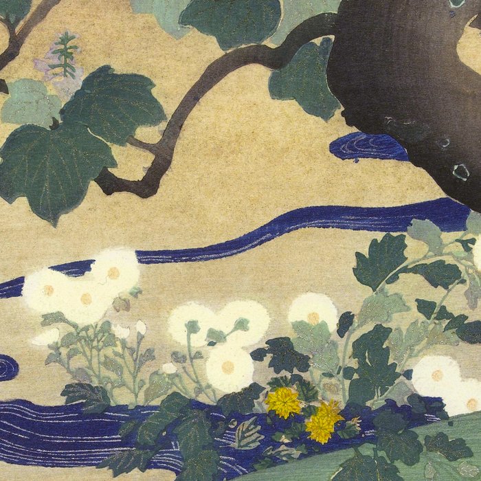 Tree and chrysanthemums by Kogyo Tsukioka Coffee Mug Gallery Image 2