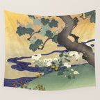 Tree and chrysanthemums by Kogyo Tsukioka Wall Tapestry Gallery Image 4