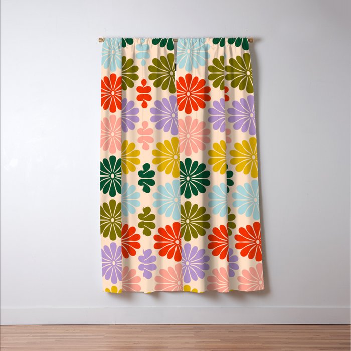 Retro Modern Daisy - Rainbow  Window Curtain Gallery Image 3