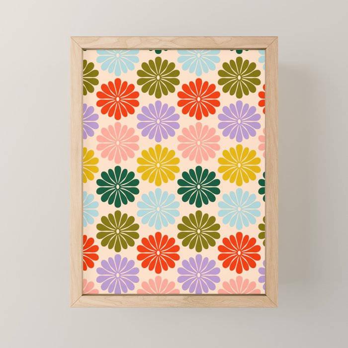 Retro Modern Daisy - Rainbow  Mini Art Print Gallery Image 1
