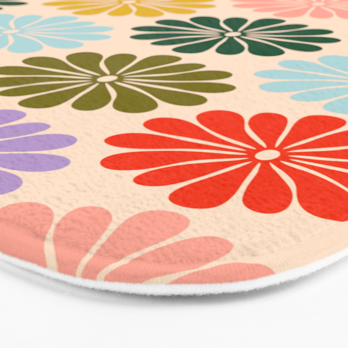 Retro Modern Daisy - Rainbow  Bath Mat Gallery Image 3