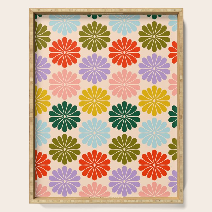 Retro Modern Daisy - Rainbow  Serving Tray Gallery Image 1