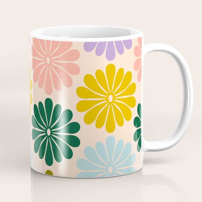 Retro Modern Daisy - Rainbow  Coffee Mug Gallery Image 1