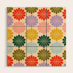 Retro Modern Daisy - Rainbow  Wood Wall Art Gallery Image 1