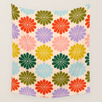 Retro Modern Daisy - Rainbow  Wall Tapestry Gallery Image 4