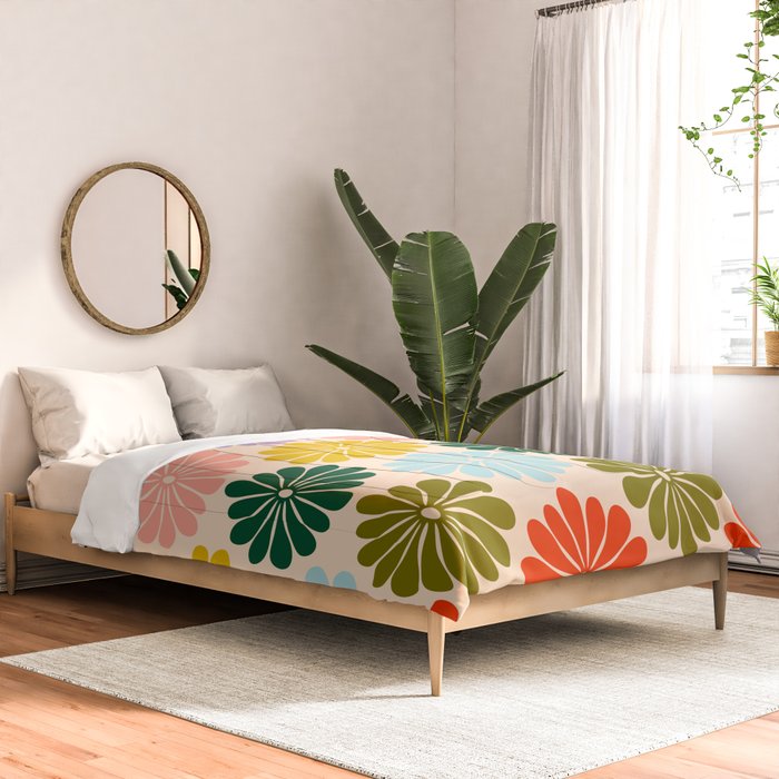 Retro Modern Daisy - Rainbow  Comforter Gallery Image 2