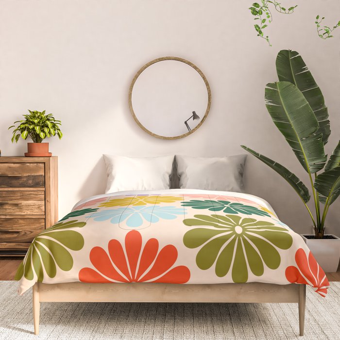 Retro Modern Daisy - Rainbow  Comforter Gallery Image 3