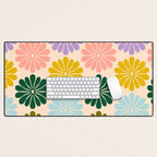 Retro Modern Daisy - Rainbow  Desk Mat Gallery Image 1